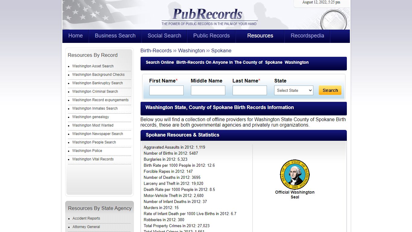 Spokane County, Washington Birth Records